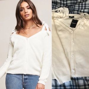 NWT FOREVER 21 CREAM SELF-TYING CARDIGAN